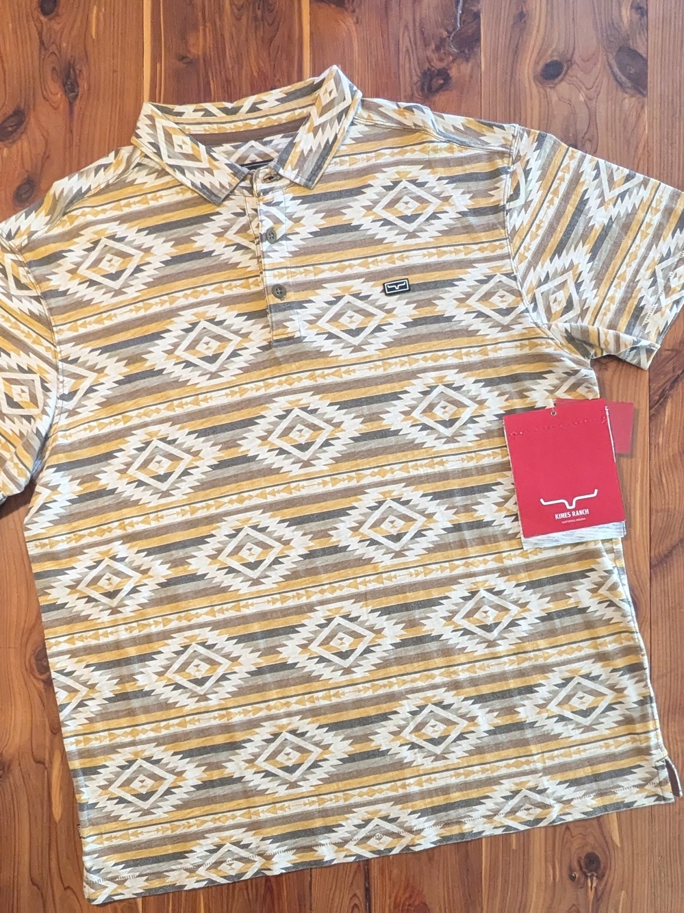 Kimes Ranch Yellow & Gray Southwestern Print Polo